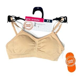 wonder nation Beige & White Ruched Bralette 2 Pack - Size XS